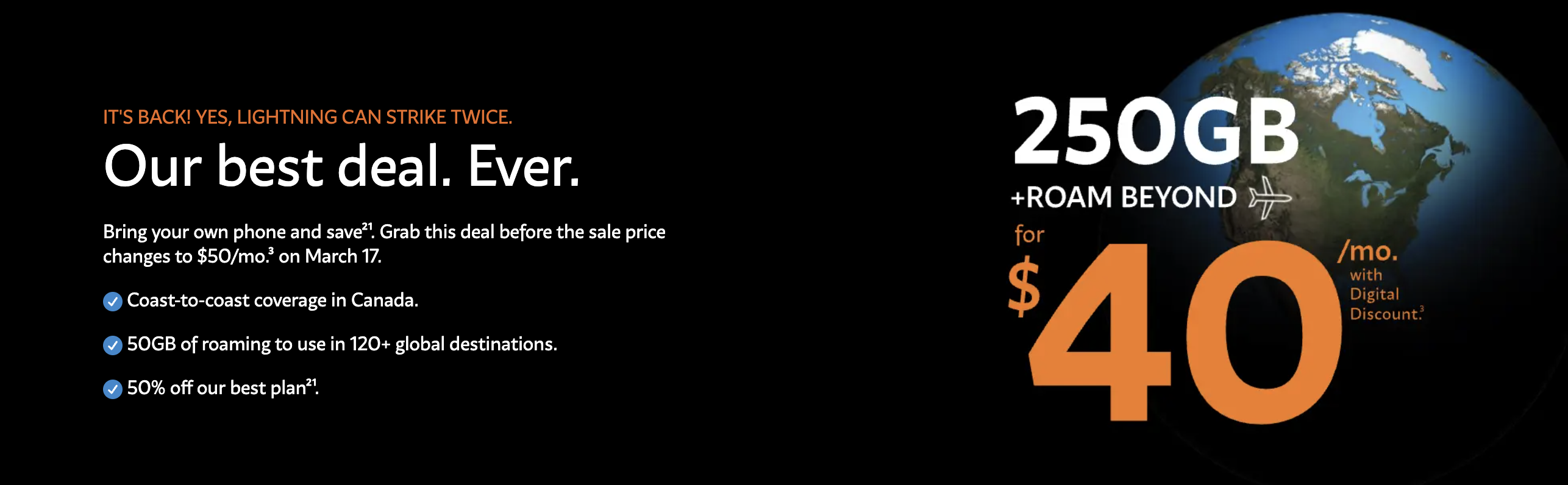 Freedom Mobile’s $40/mo 250GB Roam Beyond plan (ends March 16, 2026): what you get and how coverage works